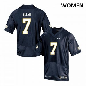 Women's Derrik Allen Navy University of Notre Dame #7 Game NCAA Jerseys