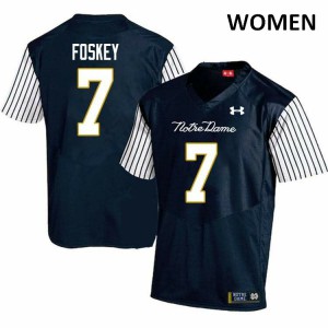 Women Isaiah Foskey Navy Blue UND #7 Alternate Game High School Jerseys