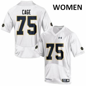 Womens Daniel Cage White University of Notre Dame #75 Game University Jersey