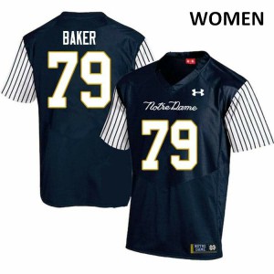 Women Tosh Baker Navy Blue Irish #79 Alternate Game Stitched Jerseys