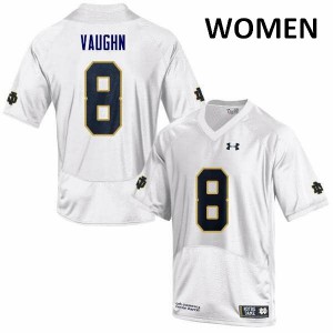 Women Donte Vaughn White Fighting Irish #8 Game NCAA Jerseys
