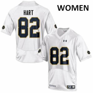 Women's Leon Hart White UND #82 Game Official Jerseys