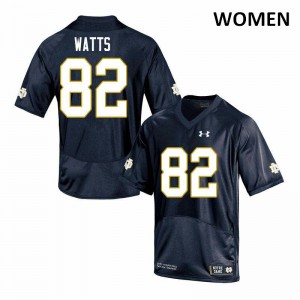 Women Xavier Watts Navy UND #82 Game Official Jerseys