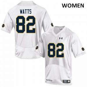 Womens Xavier Watts White Notre Dame #82 Game Stitch Jerseys