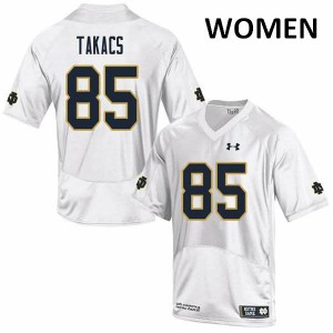 Women George Takacs White Notre Dame #85 Game Embroidery Jersey