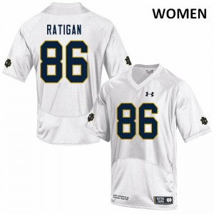 Women Conor Ratigan White Irish #86 Game NCAA Jerseys