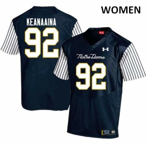 Women's Aidan Keanaaina Navy Blue Irish #92 Alternate Game Football Jerseys