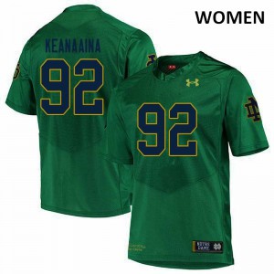Women's Aidan Keanaaina Green University of Notre Dame #92 Game Stitched Jersey