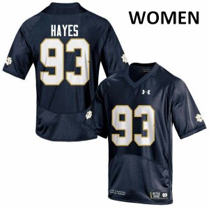 Women's Jay Hayes Navy Blue Notre Dame Fighting Irish #93 Game Official Jerseys