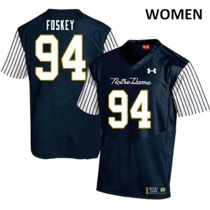 Women's Isaiah Foskey Navy Blue Irish #94 Alternate Game College Jersey