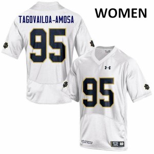 Women's Myron Tagovailoa-Amosa White Notre Dame #95 Game Stitched Jersey