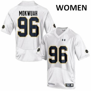 Women's Pete Mokwuah White University of Notre Dame #96 Game Football Jersey