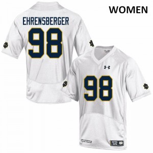 Womens Alexander Ehrensberger White Notre Dame #98 Game Football Jersey