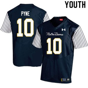 Youth Drew Pyne Navy Blue UND #10 Alternate Game Stitch Jerseys