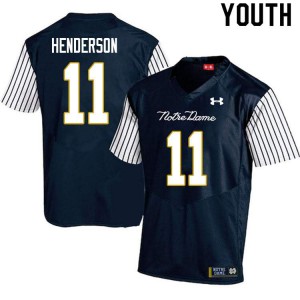 Youth Ramon Henderson Navy Blue UND #11 Alternate Game Player Jerseys