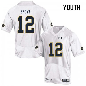 Youth DJ Brown White Notre Dame #12 Game University Jersey