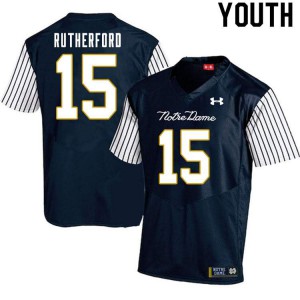 Youth Isaiah Rutherford Navy Blue Fighting Irish #15 Alternate Game Official Jerseys