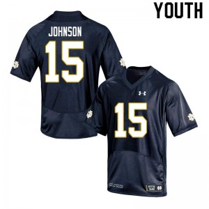 Youth Jordan Johnson Navy University of Notre Dame #15 Game High School Jerseys
