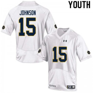 Youth Jordan Johnson White Irish #15 Game NCAA Jersey
