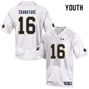 Youth Cameron Ekanayake White UND #16 Game Stitched Jerseys