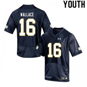 Youth KJ Wallace Navy Notre Dame #16 Game Football Jersey
