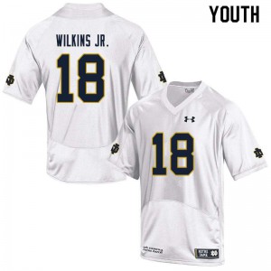 Youth Joe Wilkins Jr. White University of Notre Dame #18 Game Football Jersey