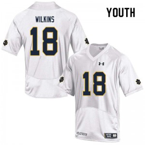 Youth Joe Wilkins White UND #18 Game NCAA Jersey