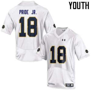 Youth Troy Pride Jr. White University of Notre Dame #18 Game University Jersey