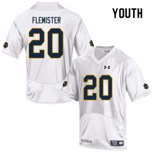 Youth C'Bo Flemister White UND #20 Game Football Jerseys
