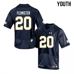 Youth C'Borius Flemister Navy Notre Dame Fighting Irish #20 Game Embroidery Jersey