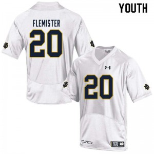 Youth C'Borius Flemister White UND #20 Game Official Jersey