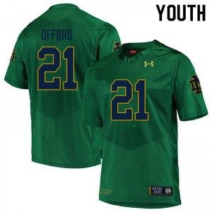Youth Caleb Offord Green University of Notre Dame #21 Game Embroidery Jersey
