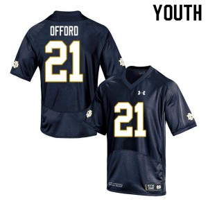 Youth Caleb Offord Navy Notre Dame Fighting Irish #21 Game Embroidery Jerseys