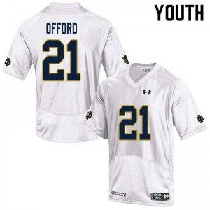 Youth Caleb Offord White University of Notre Dame #21 Game Football Jersey