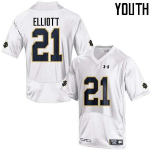 Youth Jalen Elliott White Irish #21 Game Embroidery Jersey