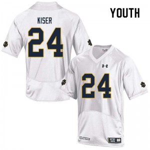 Youth Jack Kiser White Notre Dame #24 Game High School Jersey