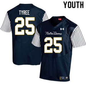 Youth Chris Tyree Navy Blue Notre Dame Fighting Irish #25 Alternate Game Official Jersey