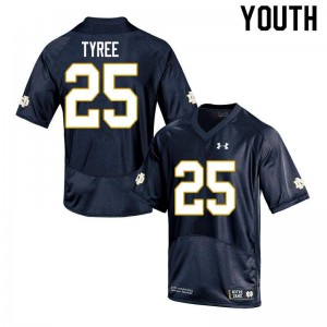 Youth Chris Tyree Navy University of Notre Dame #25 Game Official Jerseys
