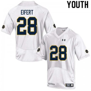 Youth Griffin Eifert White UND #28 Game Embroidery Jerseys