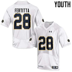 Youth Nicco Fertitta White University of Notre Dame #28 Game NCAA Jersey