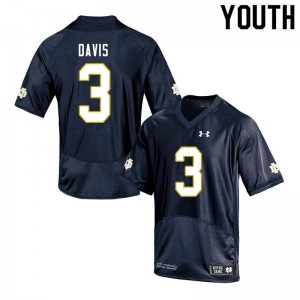 Youth Avery Davis Navy Notre Dame Fighting Irish #3 Game Stitch Jerseys
