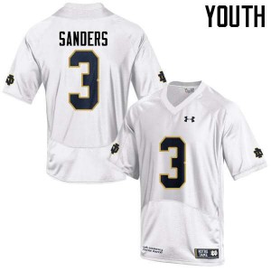 Youth C.J. Sanders White Notre Dame Fighting Irish #3 Game Official Jerseys