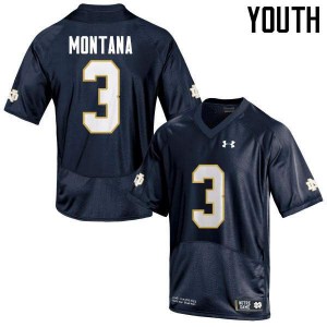 Youth Joe Montana Navy Blue UND #3 Game NCAA Jerseys