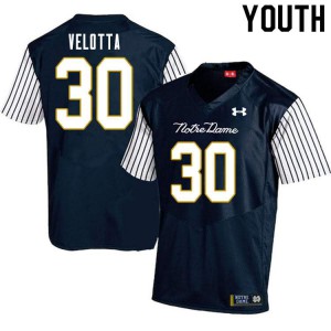 Youth Chris Velotta Navy Blue University of Notre Dame #30 Alternate Game Stitch Jersey