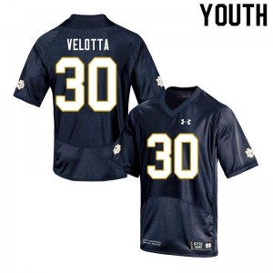 Youth Chris Velotta Navy Notre Dame Fighting Irish #30 Game Official Jersey