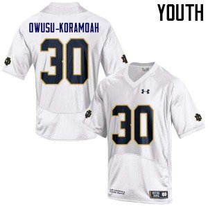 Youth Jeremiah Owusu-Koramoah White UND #30 Game Official Jersey