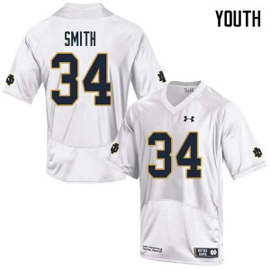 Youth Jahmir Smith White Fighting Irish #34 Game Embroidery Jersey