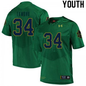 Youth Osita Ekwonu Green University of Notre Dame #34 Game Stitched Jerseys