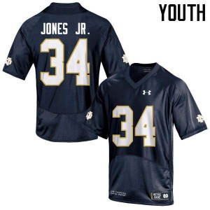 Youth Tony Jones Jr. Navy Blue Notre Dame #34 Game Embroidery Jerseys
