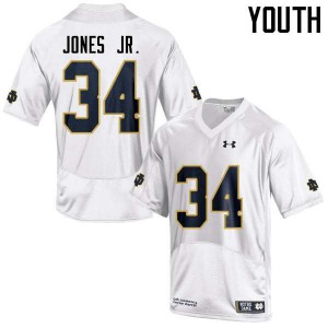 Youth Tony Jones Jr. White University of Notre Dame #34 Game Football Jersey